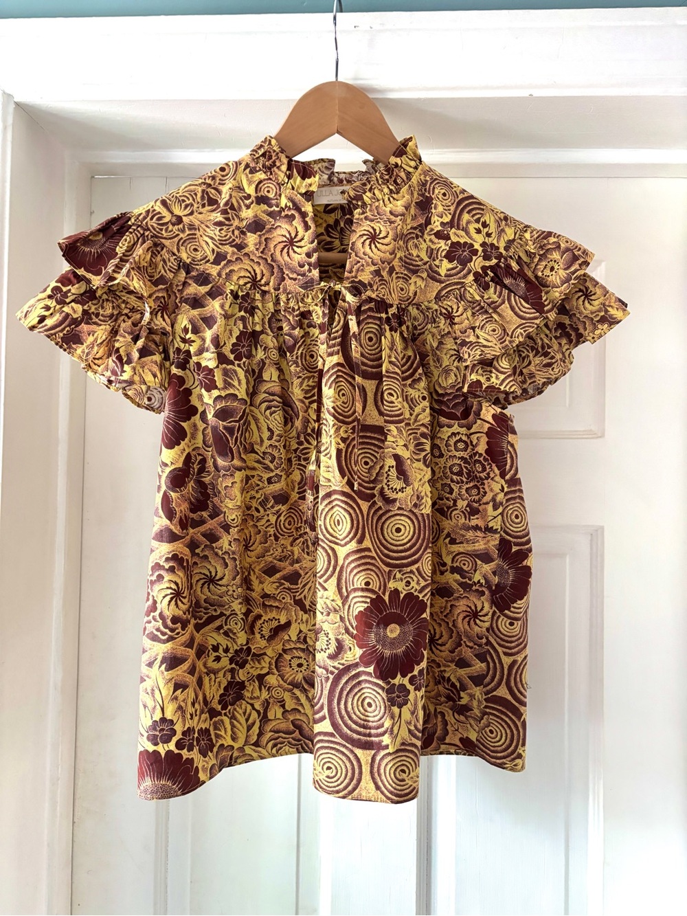 Ulla Johnson Letty Ruffle Short Sleeve Blouse Amber Top Size 2 | XS - Picture 4 of 16